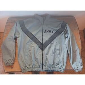 Skilcraft Army Men's Medium Long Jacket Gray Nylon Zipper Front Light